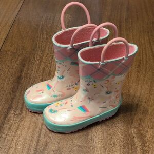 Kids Pink and Aqua Rain Boots